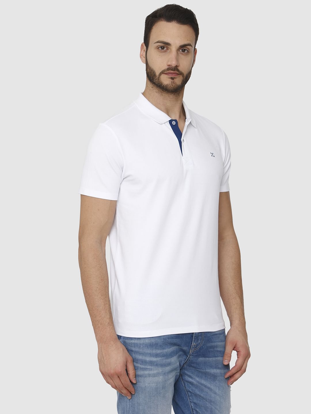 White Polo Neck T-Shirt