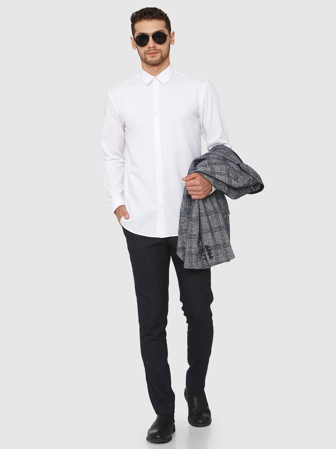 White Linen Slim Fit Formal Shirt