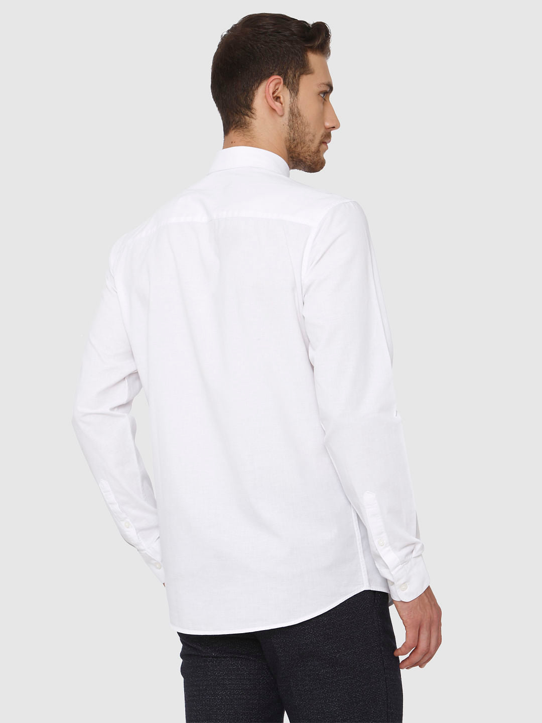 White Linen Slim Fit Formal Shirt