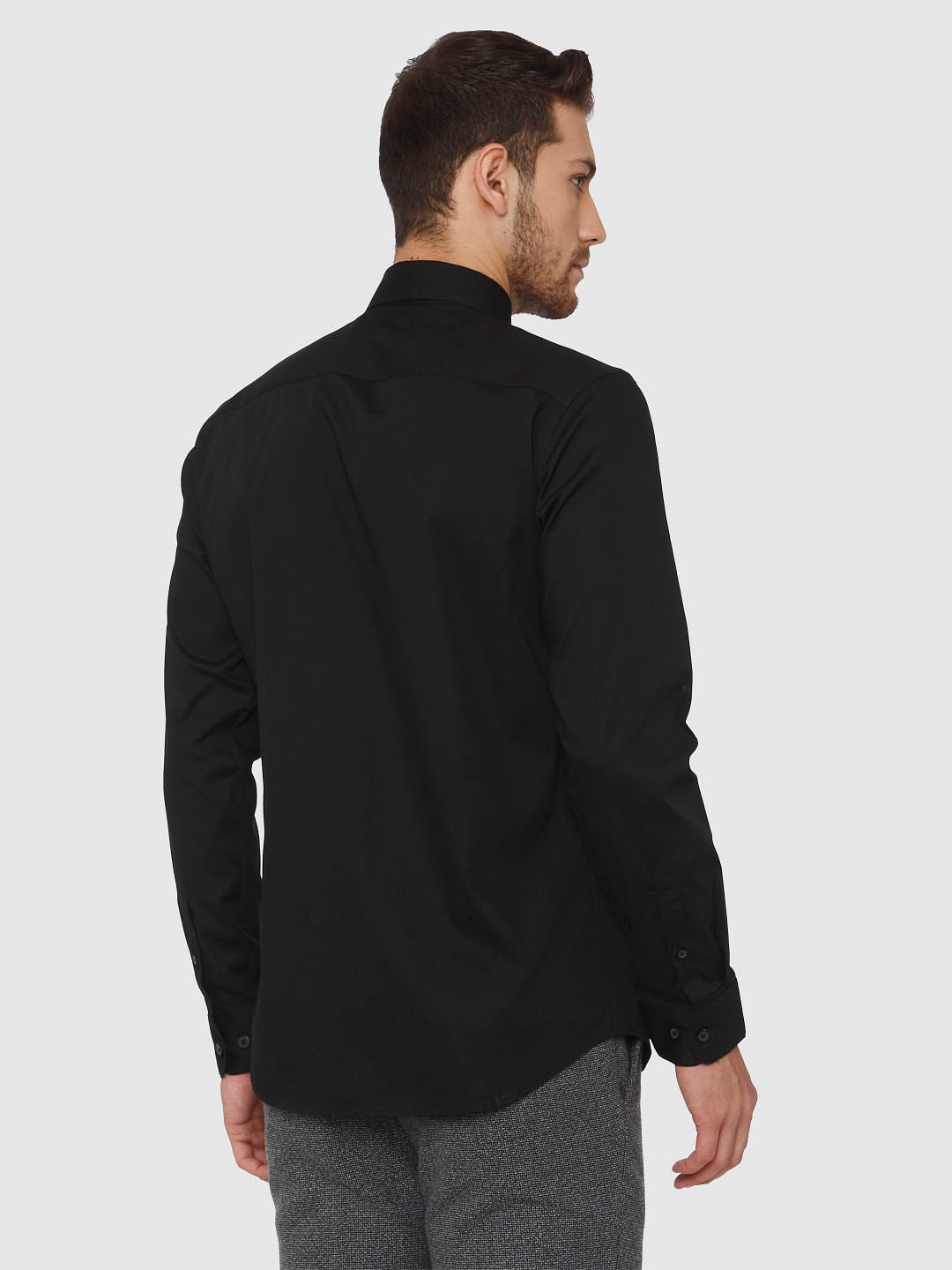 Black Full Sleeves Slim Fit Shirt