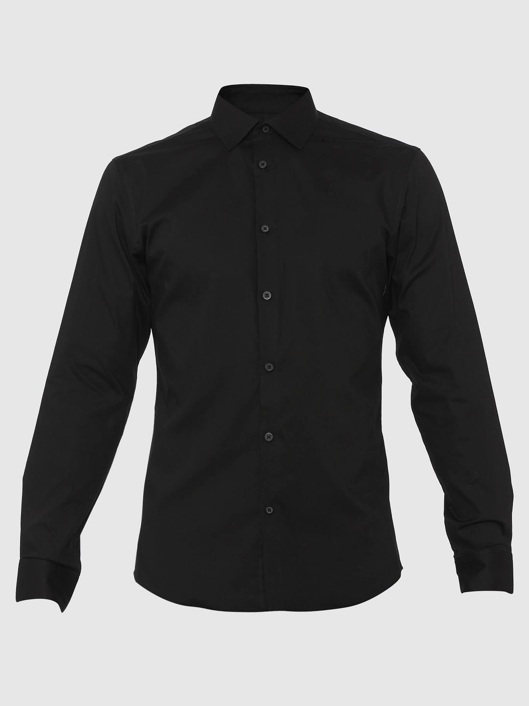 Black Full Sleeves Slim Fit Shirt