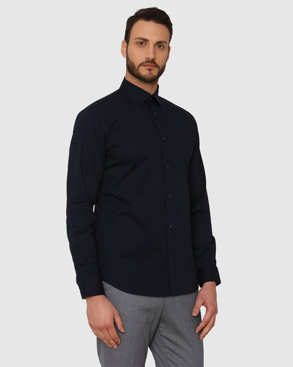 Navy Blue Slim Fit Full Sleeves Formal Shirt