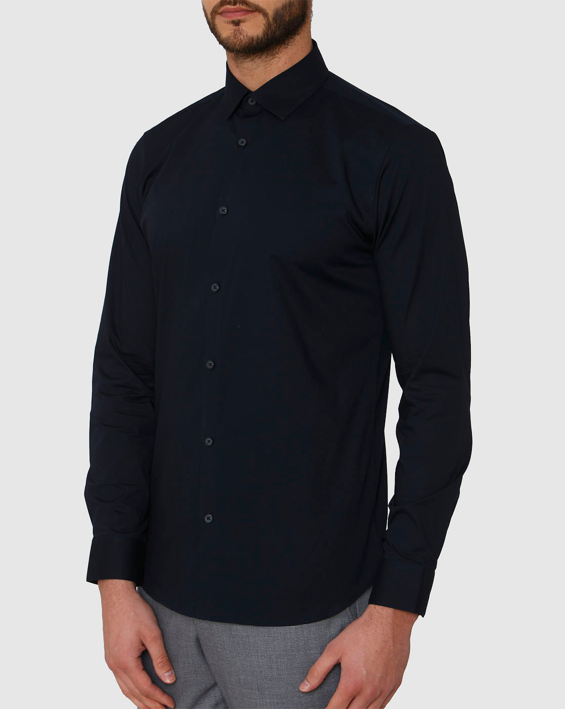 Navy Blue Slim Fit Full Sleeves Formal Shirt