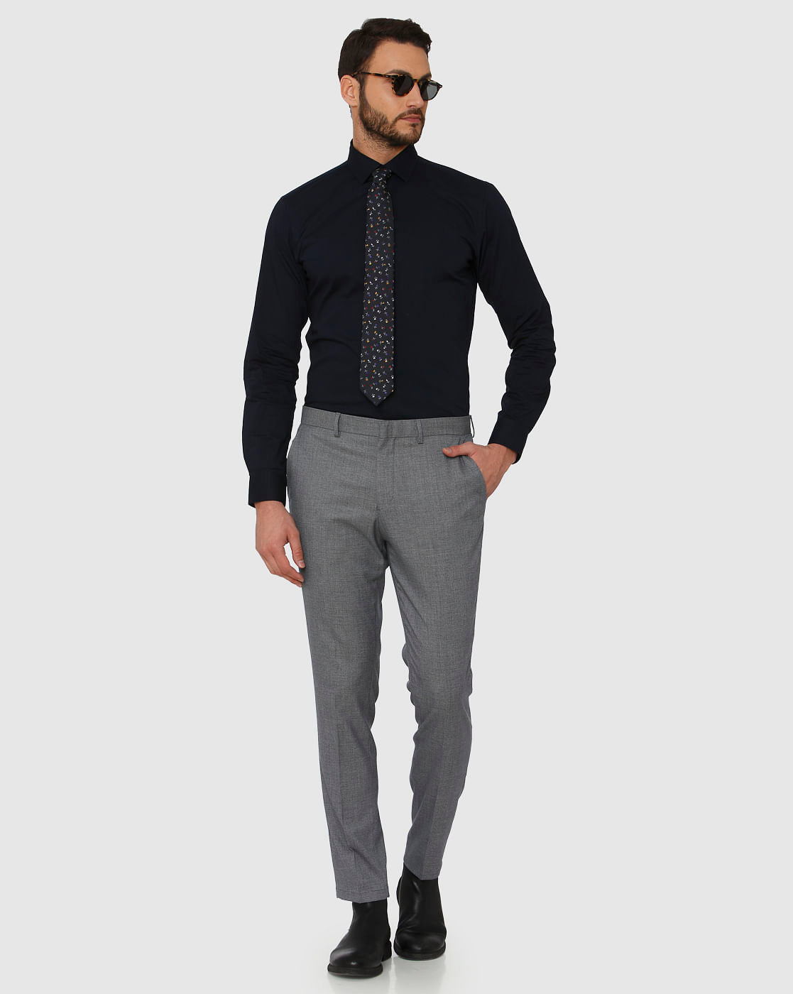 Navy Blue Slim Fit Full Sleeves Formal Shirt