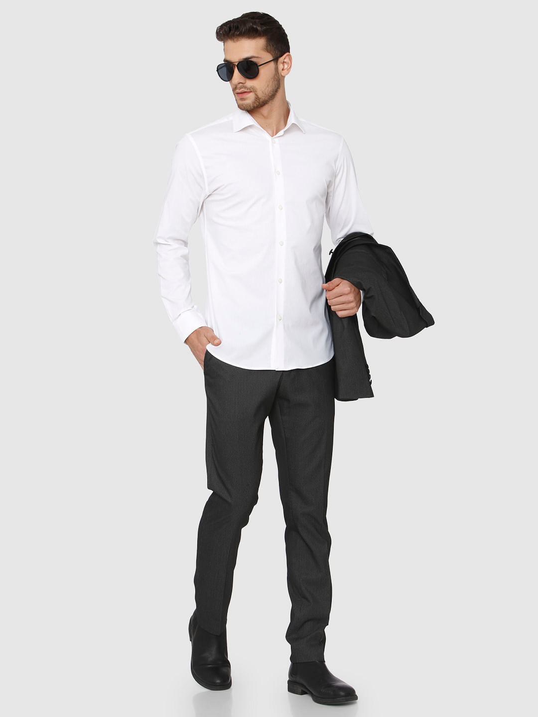 White Full Sleeves Slim Fit Shirt