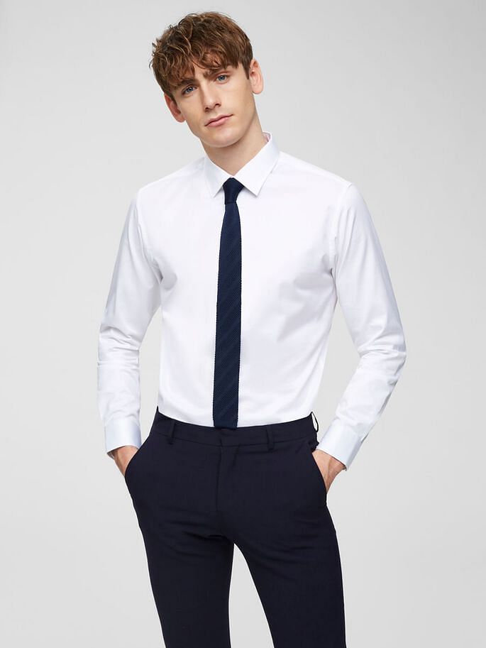 White Slim Fit Full Sleeves Formal Shirt