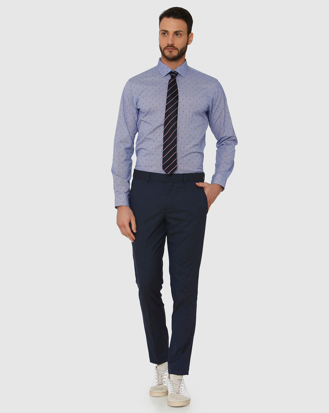 Blue Slim Fit Formal Trousers