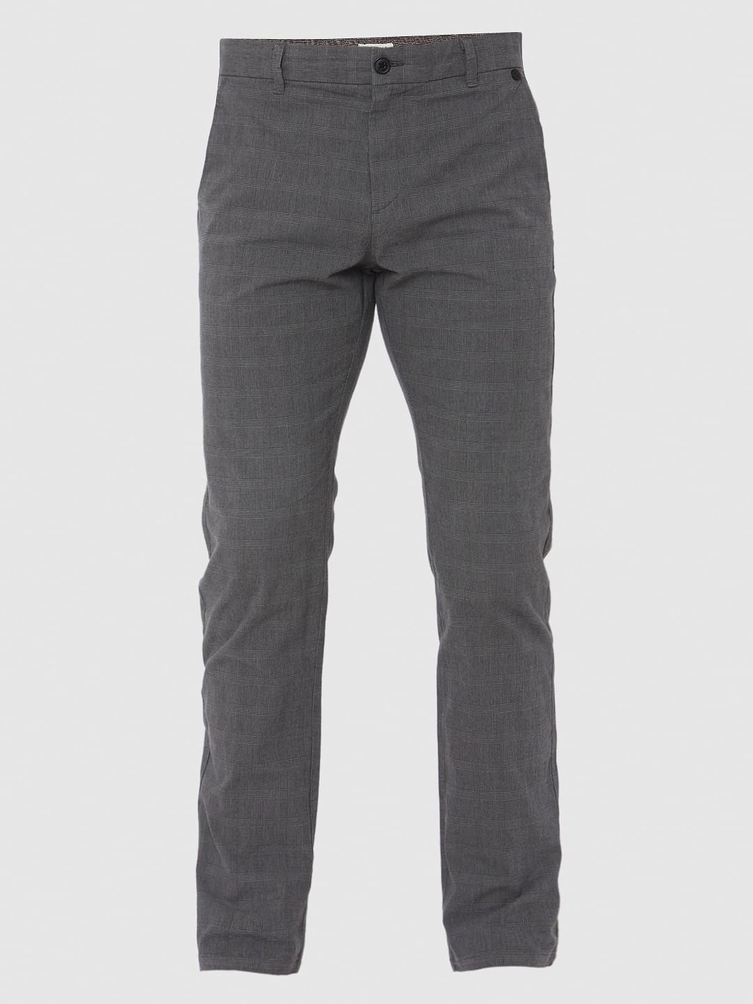 Grey Check Slim Fit Pants