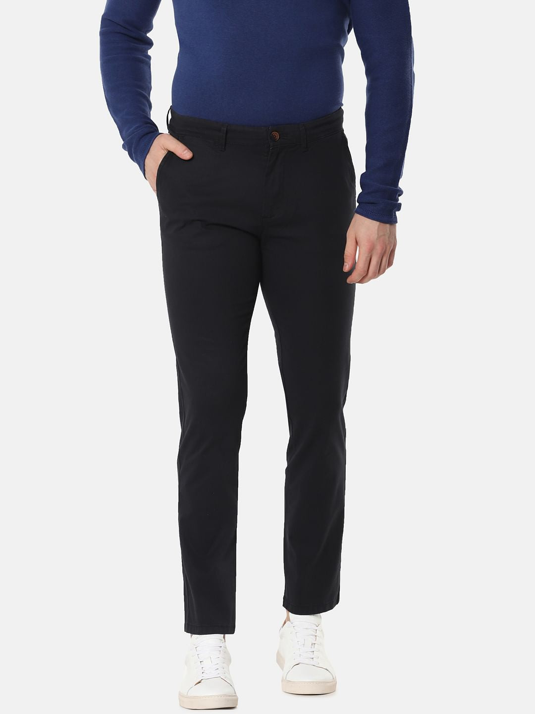 Black Mid Rise Slim Fit Chinos