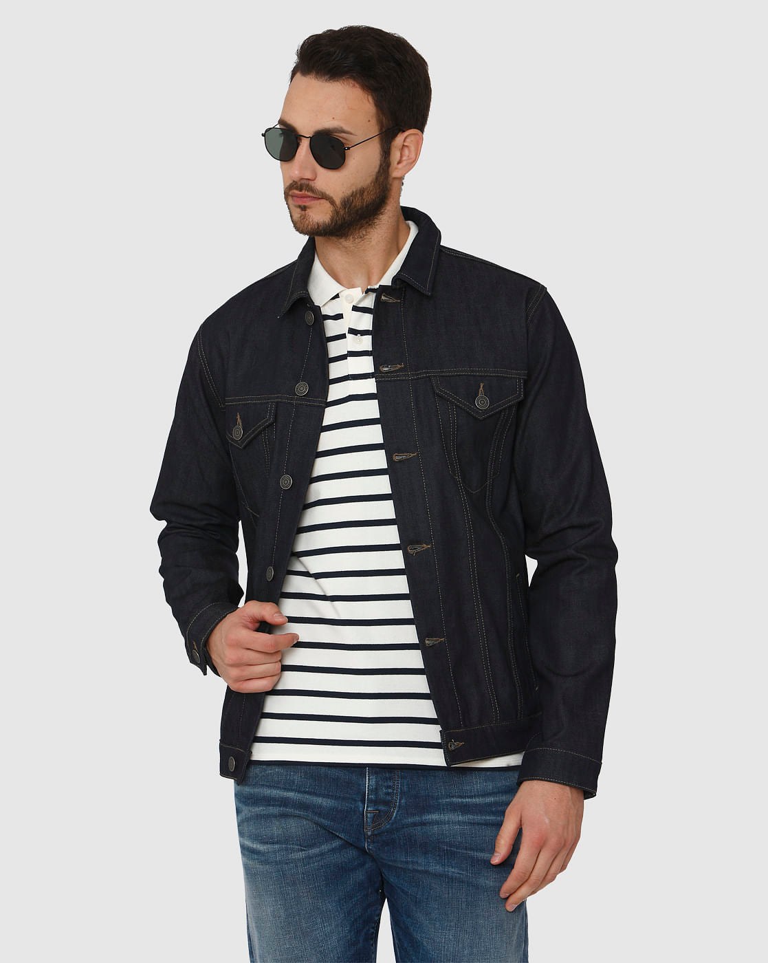 White Striped Polo Neck T-Shirt