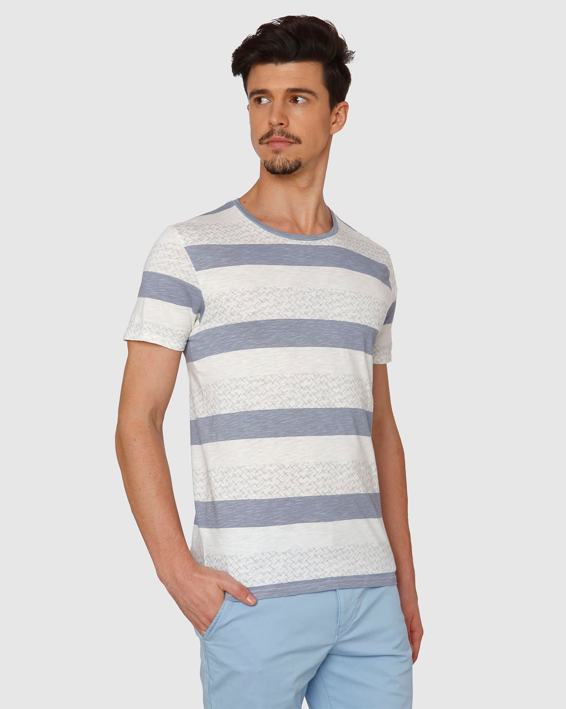 White Colour Blocked Crew Neck T-Shirt