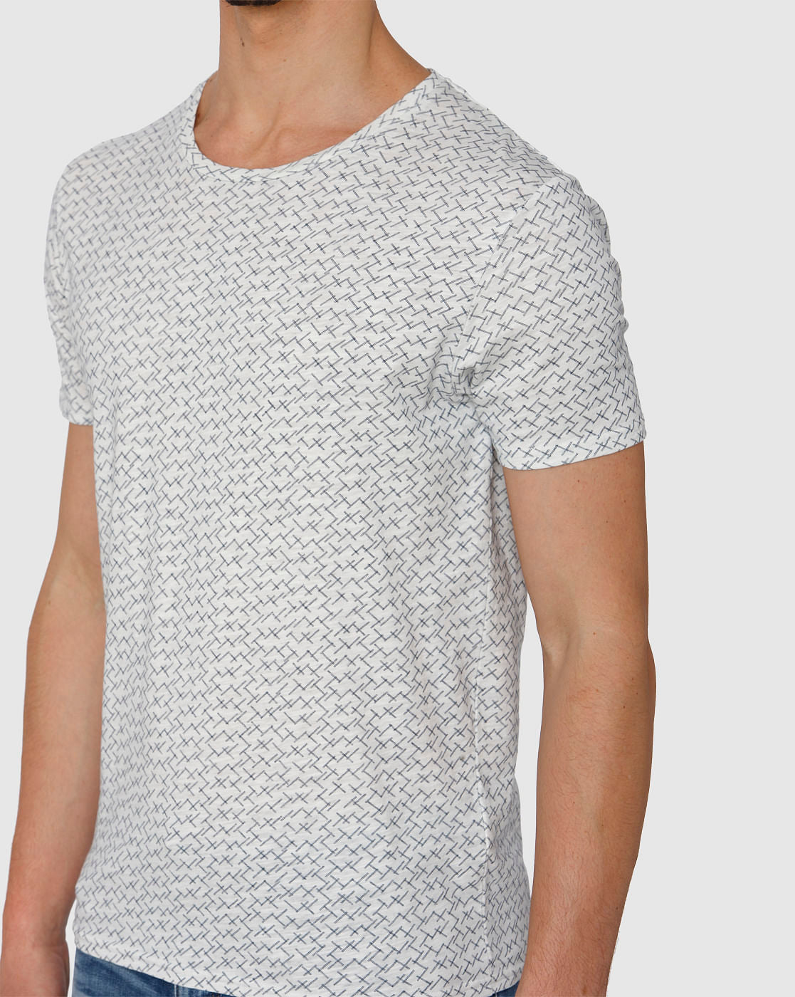 White All Over Print Crew Neck T-Shirt