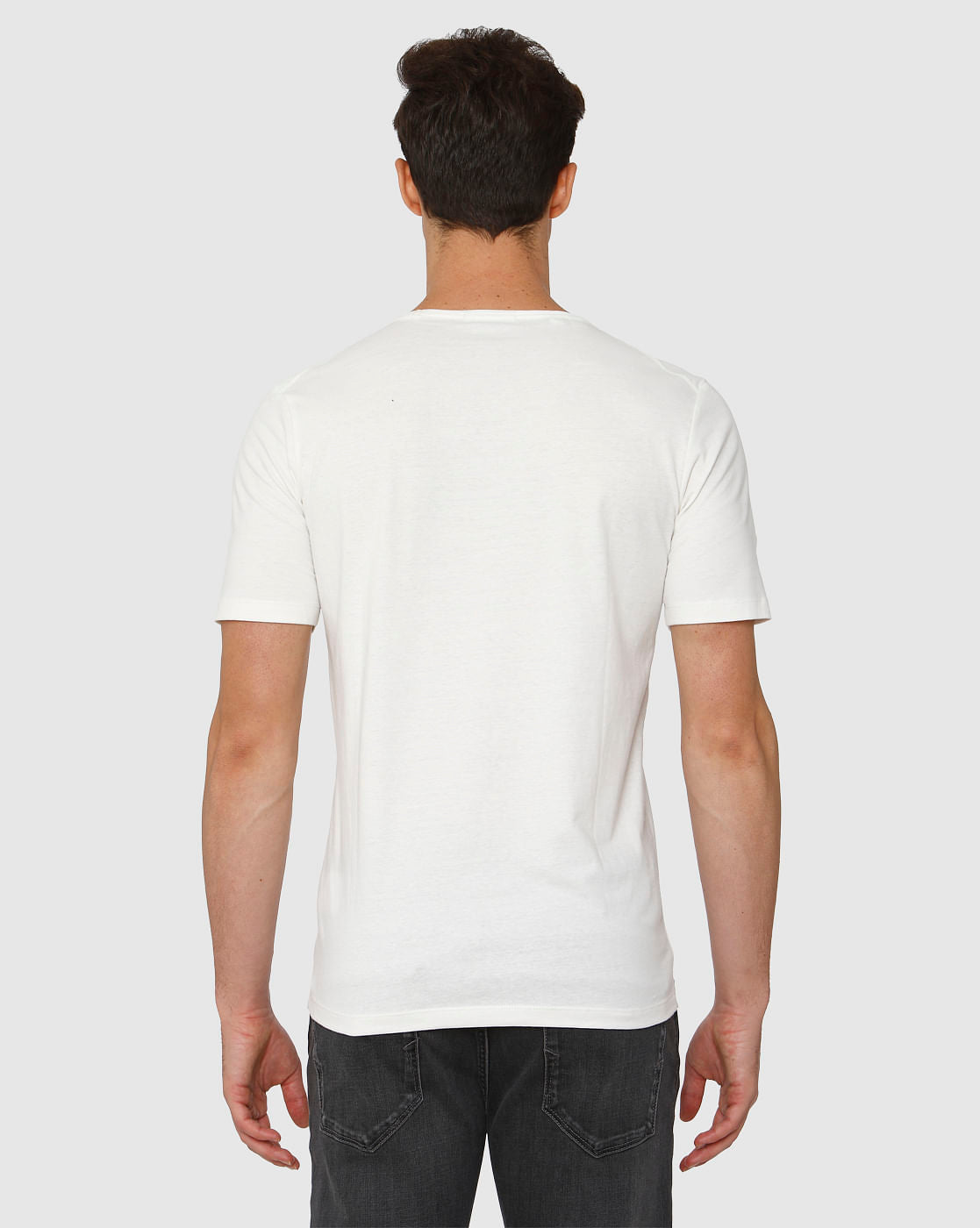 White Graphic Chest Print Crew Neck T-Shirt