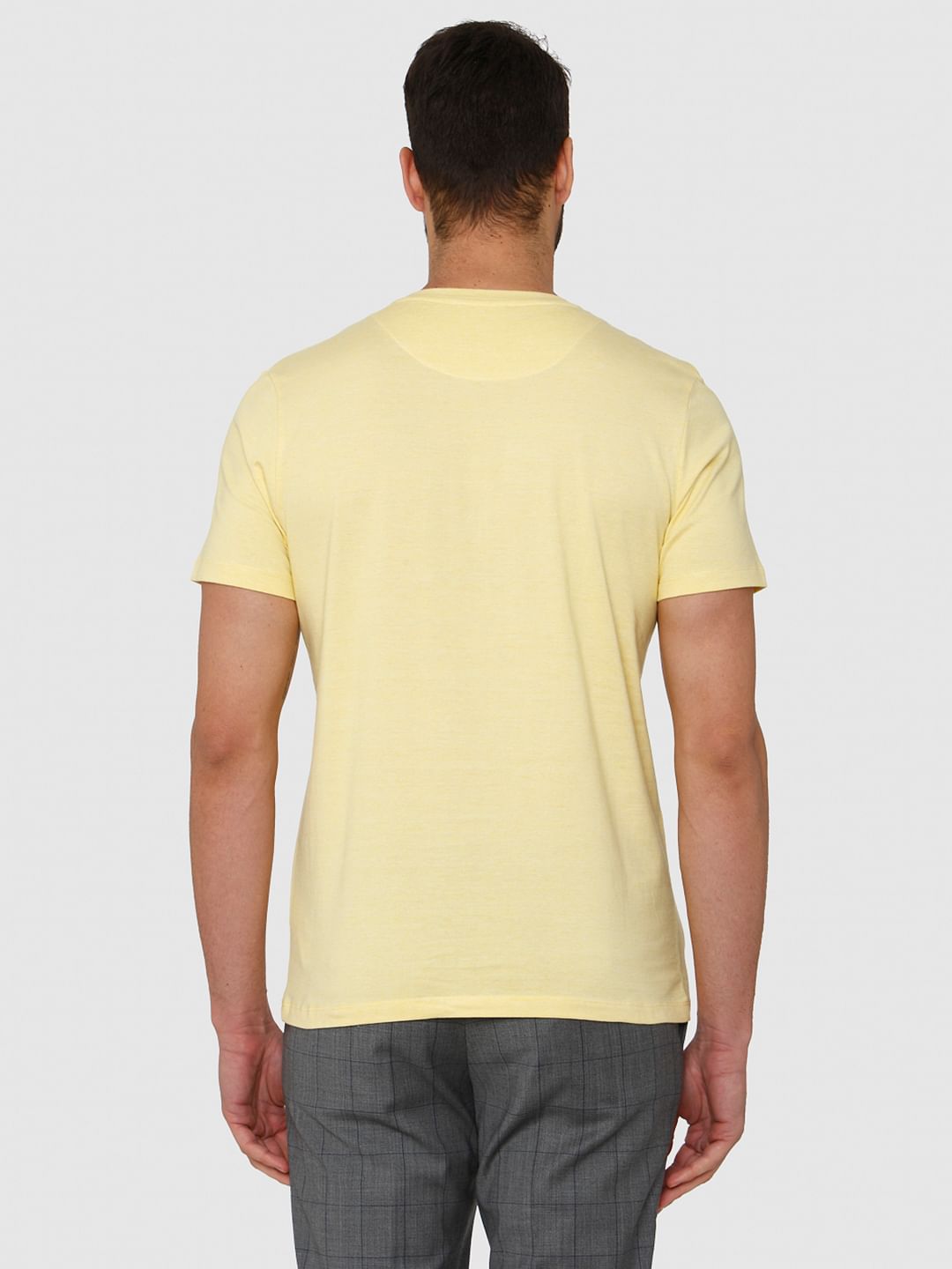 Yellow Front Pocket Crew Neck T-Shirt