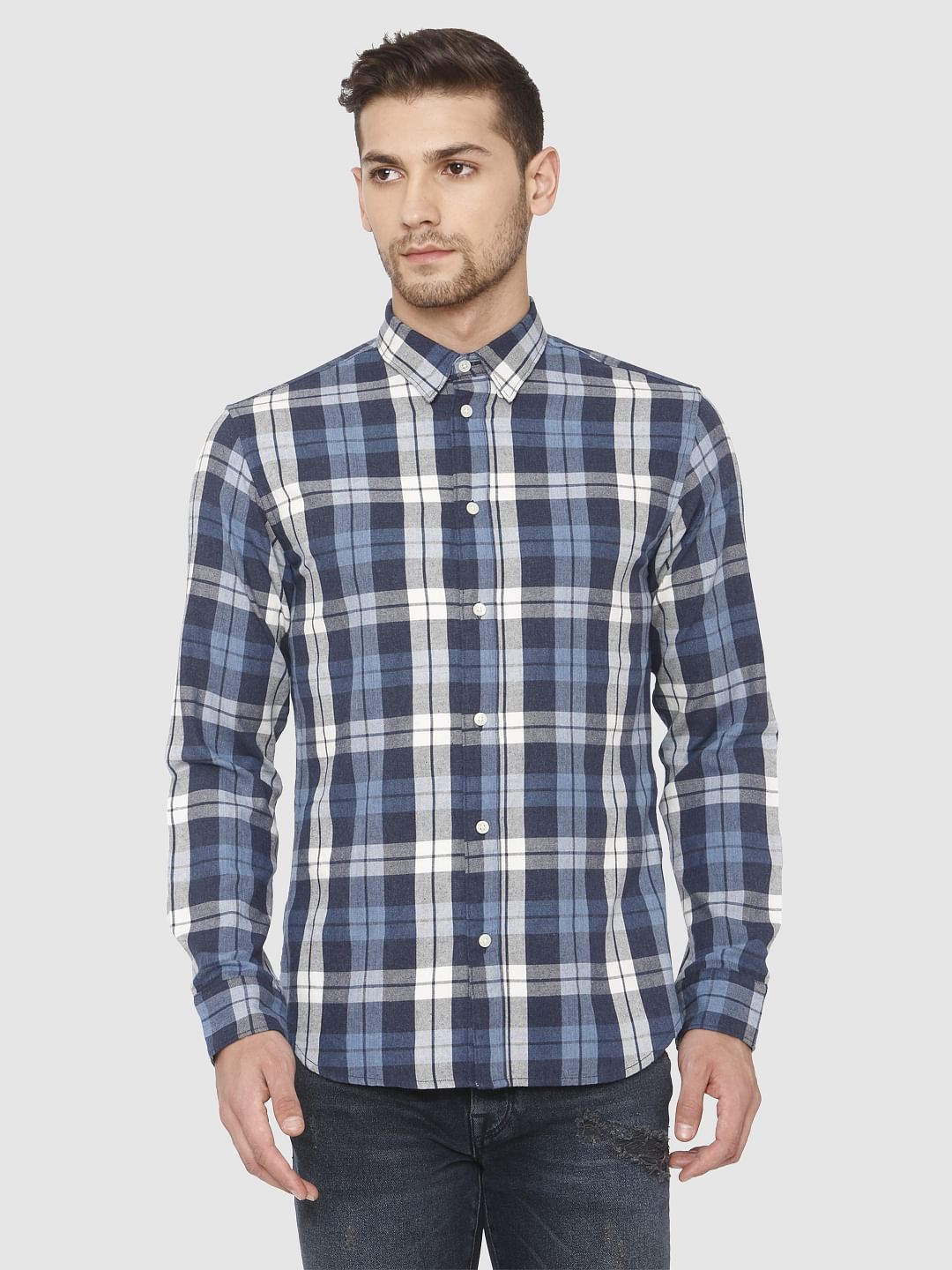Blue Check Full Sleeves Shirt