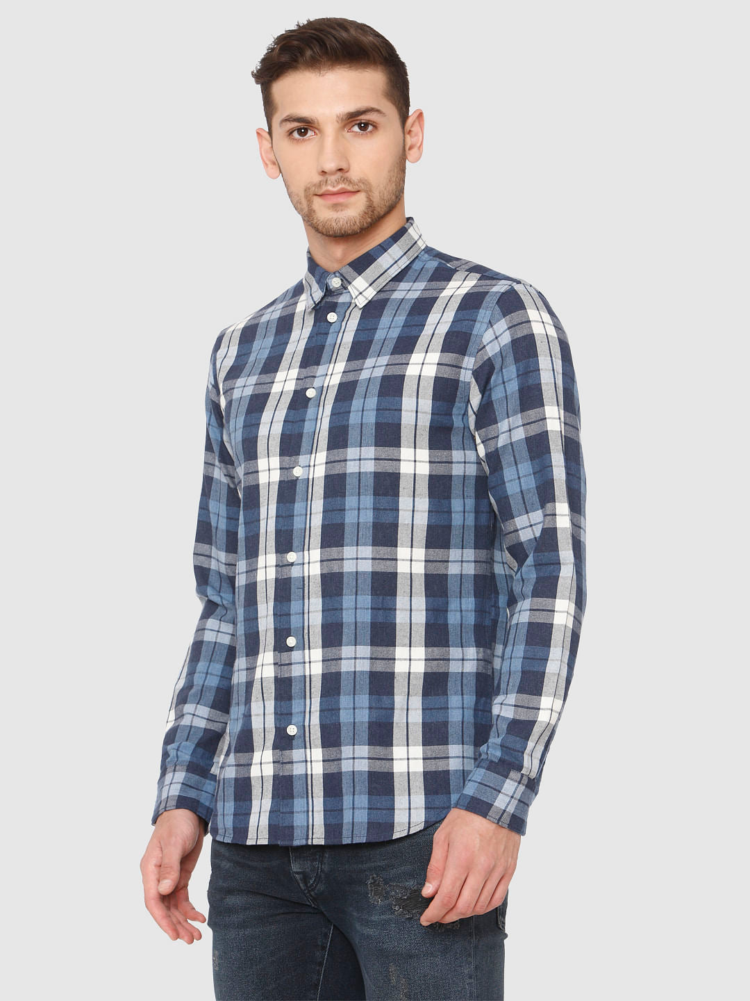 Blue Check Full Sleeves Shirt