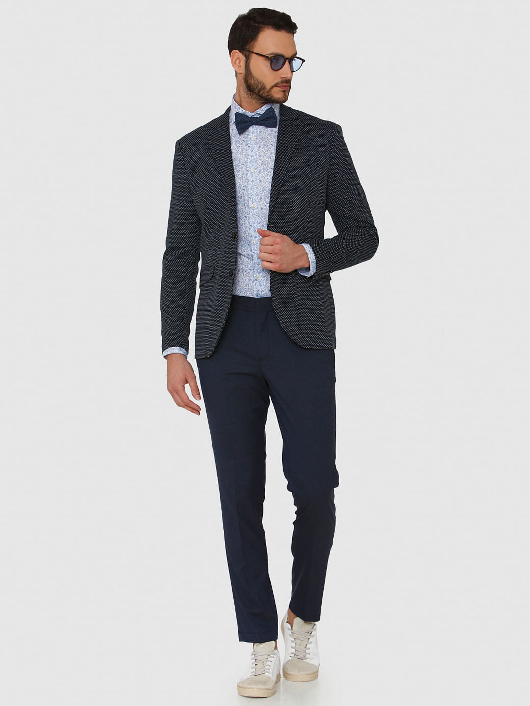 Light Blue All Over Print Slim Fit Full Sleeves Shirt