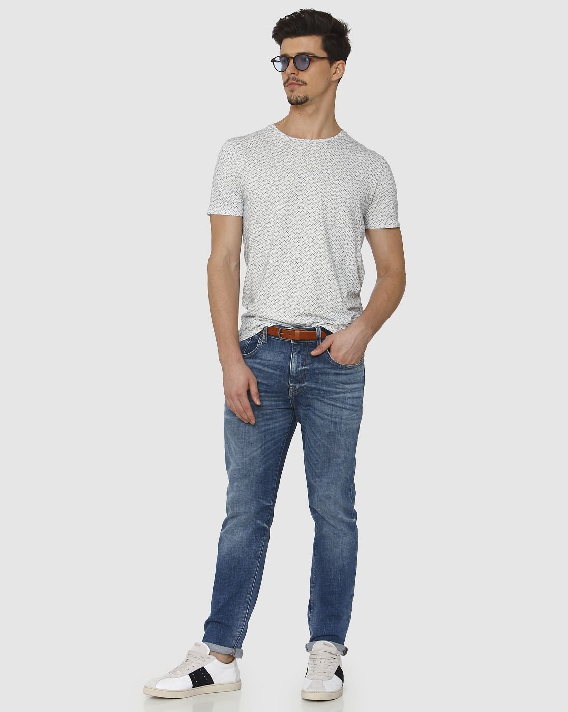 Blue Mid Rise Light Fade Leon Slim Fit Jeans