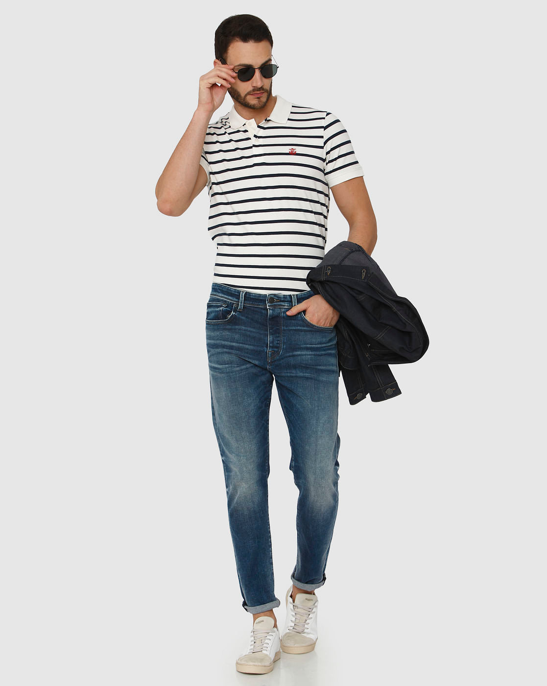 Blue Mid Rise Light Fade Toby Tapered Fit Jeans