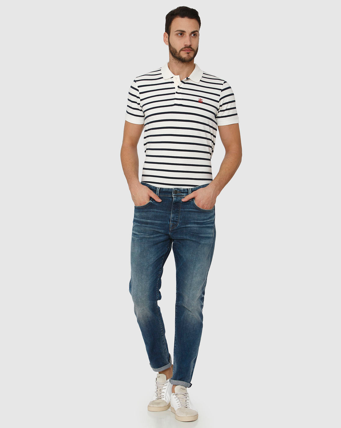 Blue Mid Rise Light Fade Toby Tapered Fit Jeans