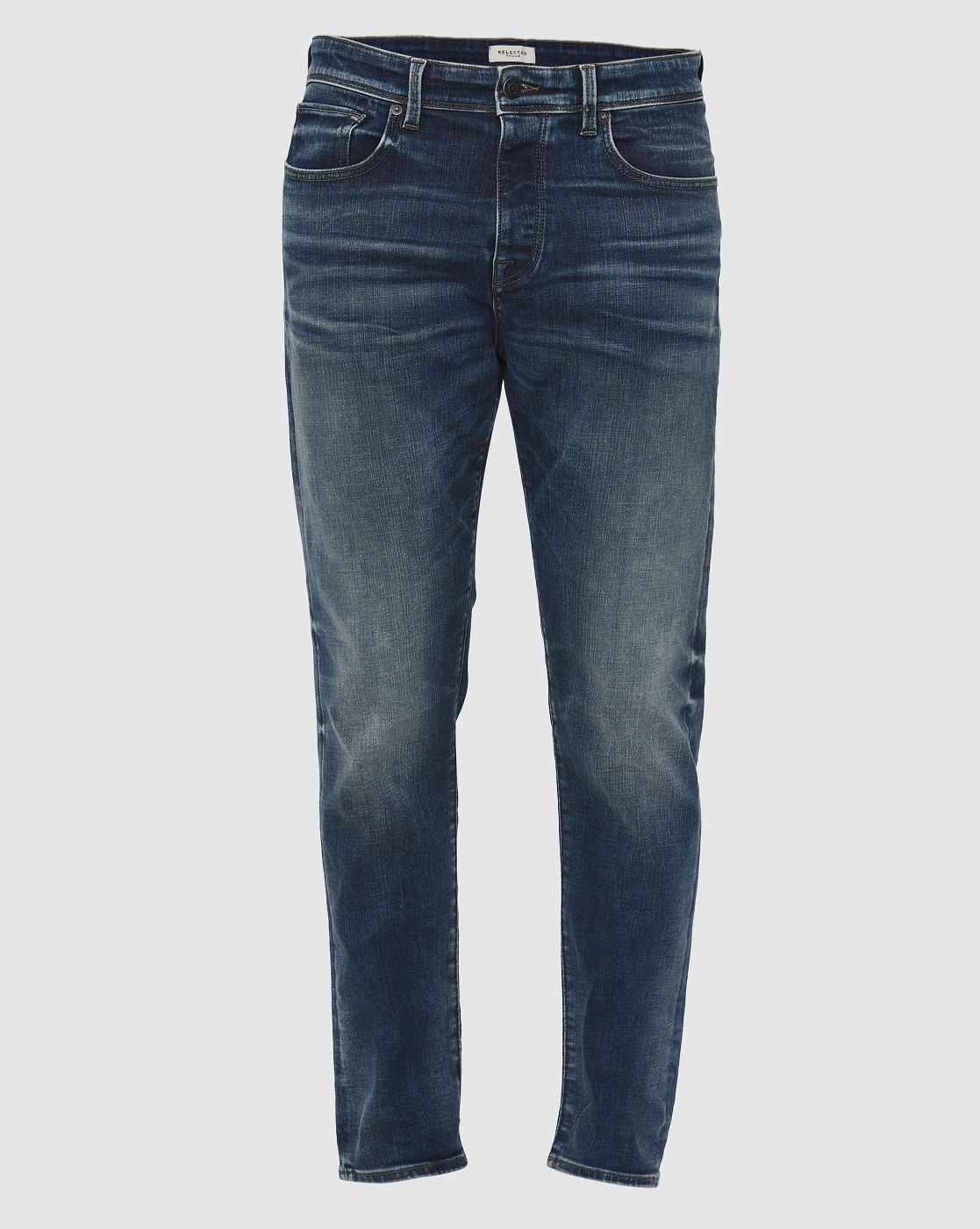 Blue Mid Rise Light Fade Toby Tapered Fit Jeans