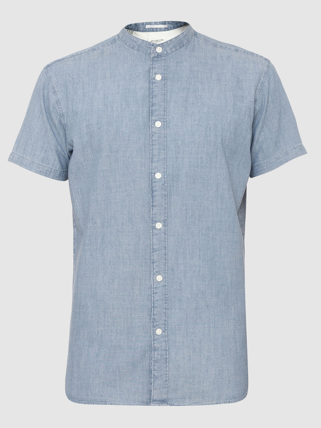 Blue Slim Fit Short Sleeves Shirt