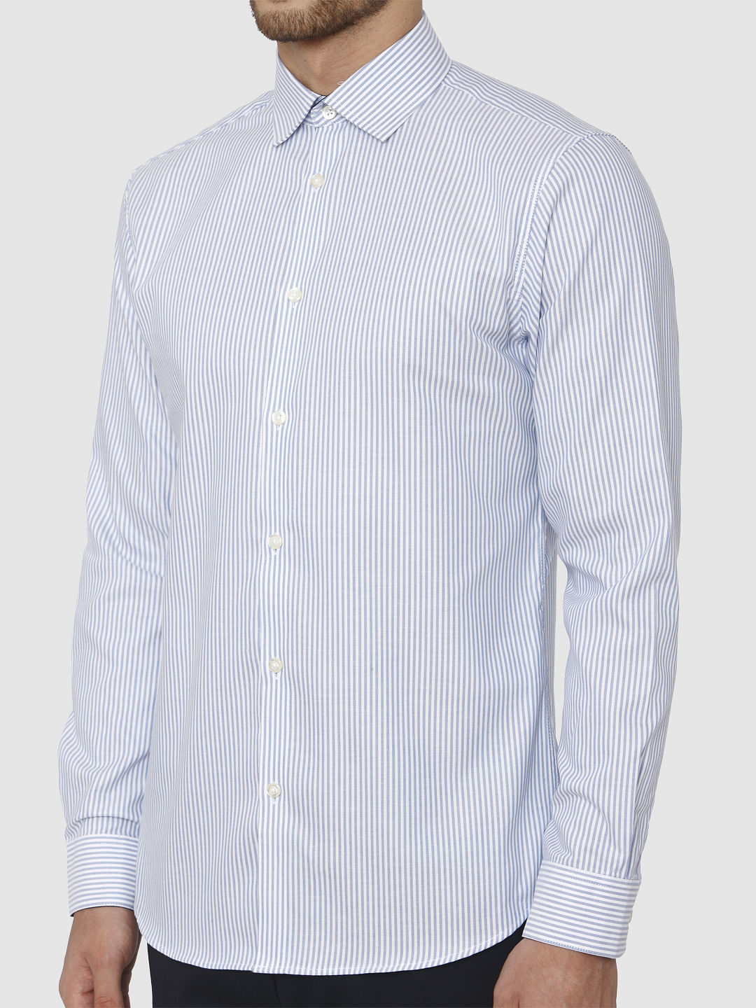 Blue Slim Fit Full Sleeves Formal Shirt