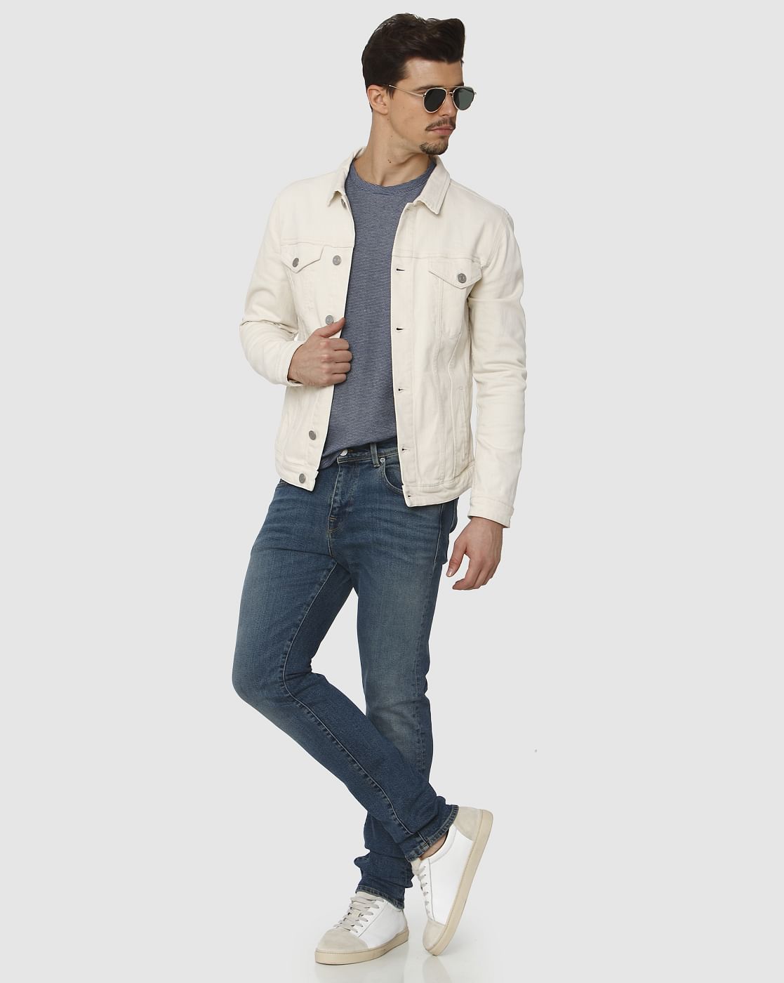 Blue Mid Rise Light Fade Leon Slim Fit Jeans