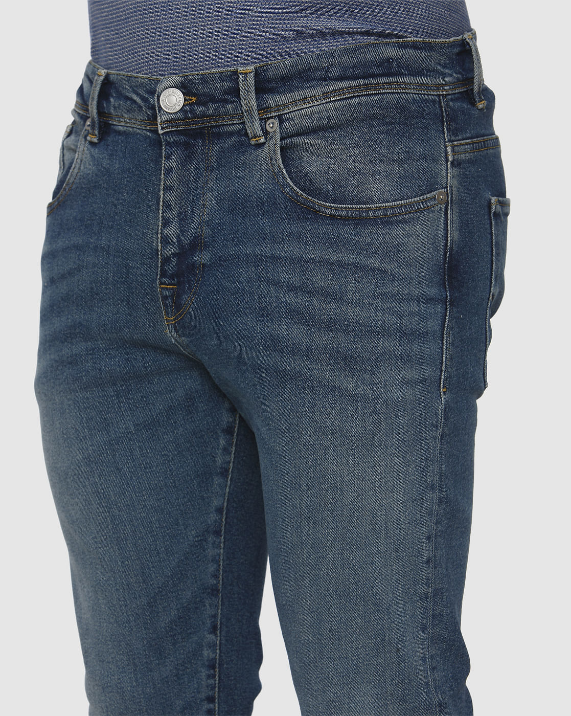 Blue Mid Rise Light Fade Leon Slim Fit Jeans