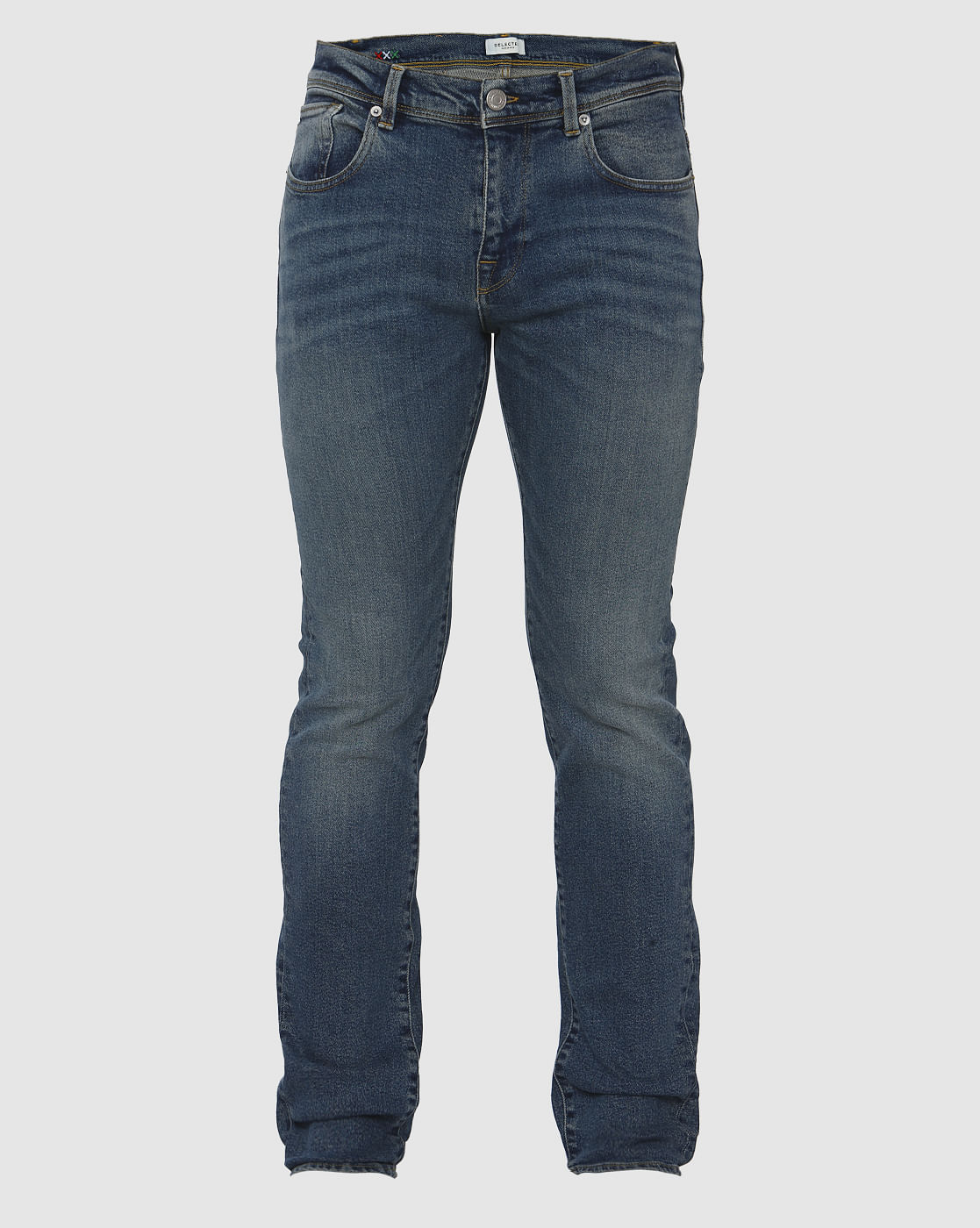 Blue Mid Rise Light Fade Leon Slim Fit Jeans