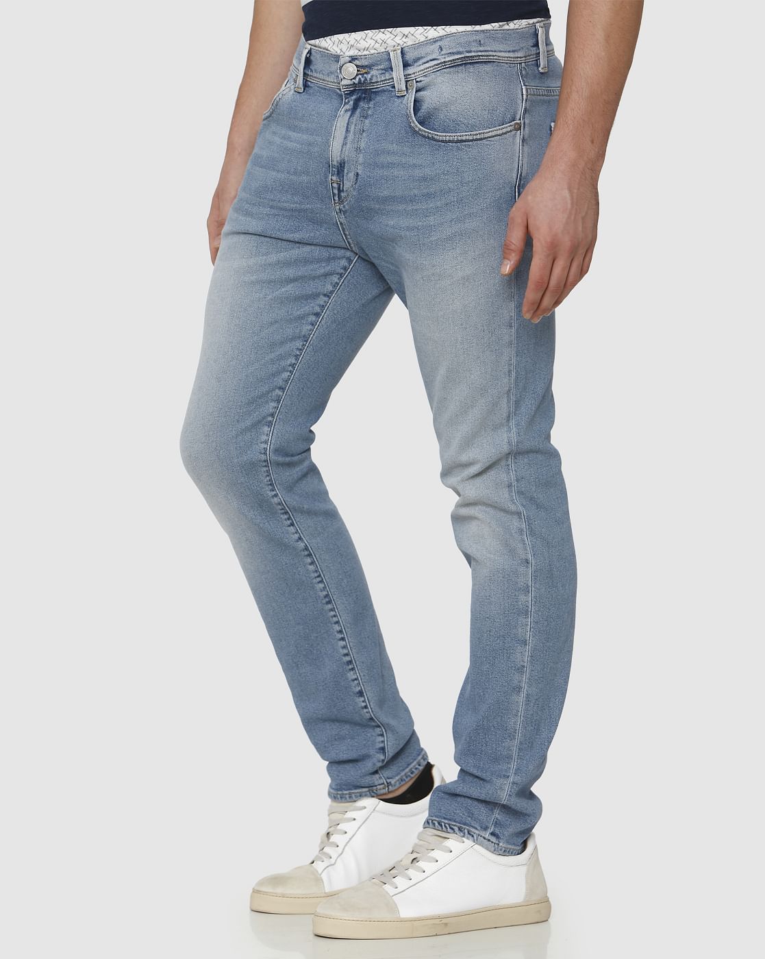 Light Blue Mid Rise Light Fade Leon Slim Fit Jeans
