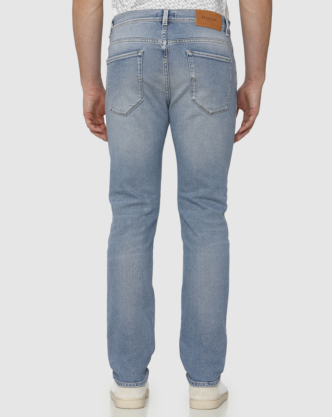 Light Blue Mid Rise Light Fade Leon Slim Fit Jeans