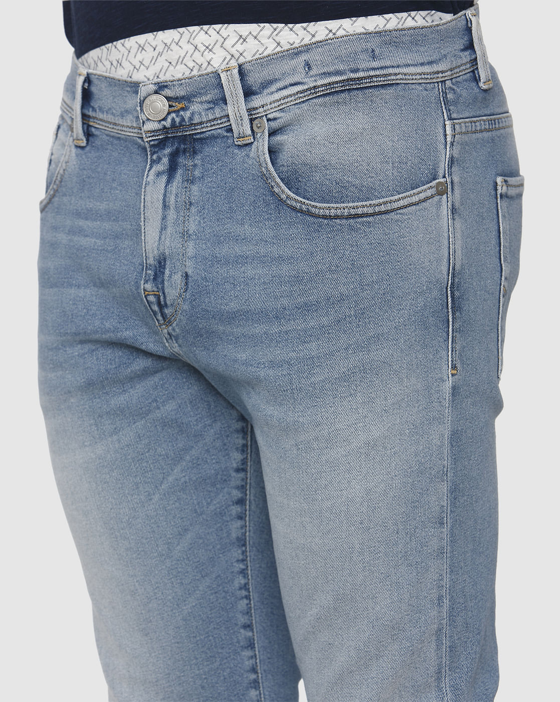 Light Blue Mid Rise Light Fade Leon Slim Fit Jeans