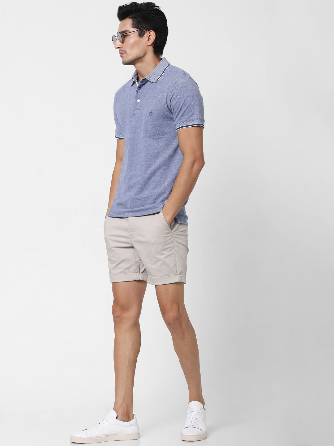 Blue Contrast Tipping Polo T-Shirt
