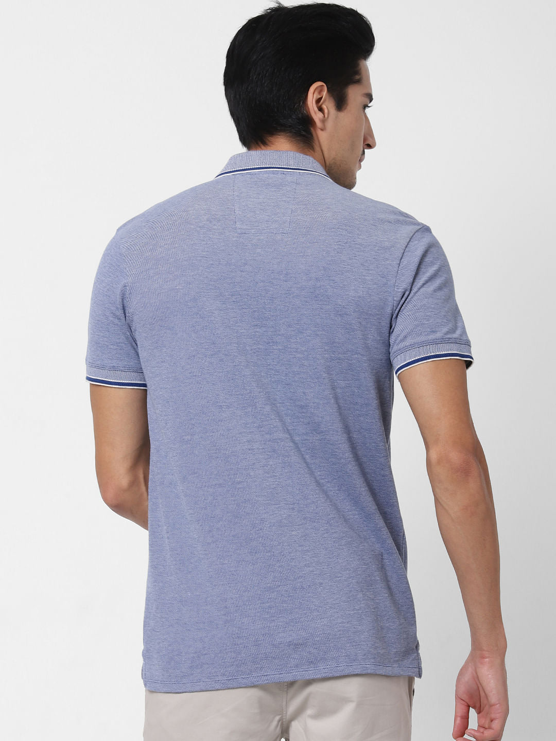 Blue Contrast Tipping Polo T-Shirt