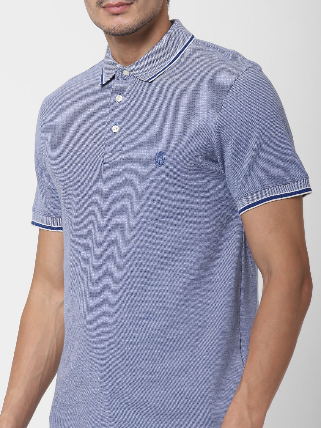 Blue Contrast Tipping Polo T-Shirt