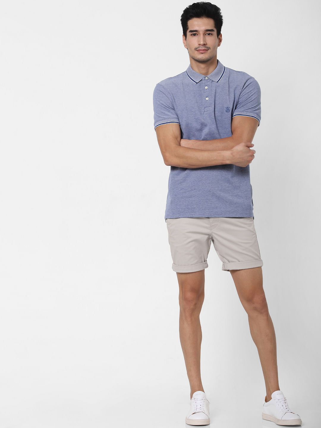 Blue Contrast Tipping Polo T-Shirt