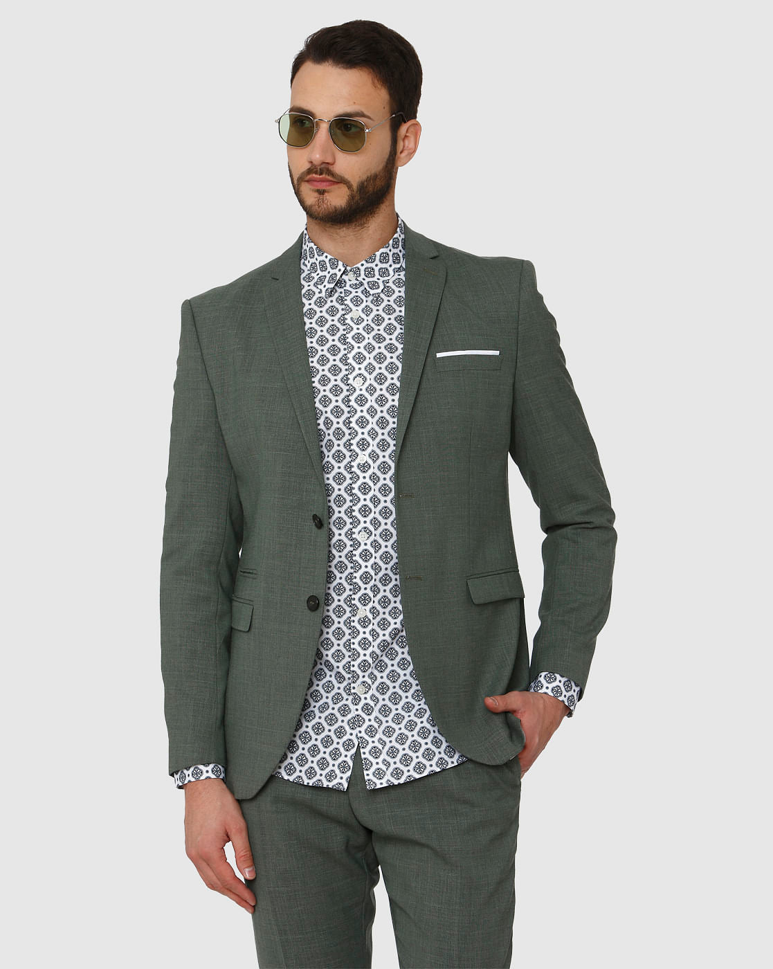 White All Over Print Full Sleeves Shirt