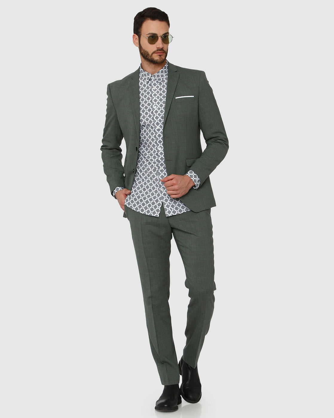 White All Over Print Full Sleeves Shirt