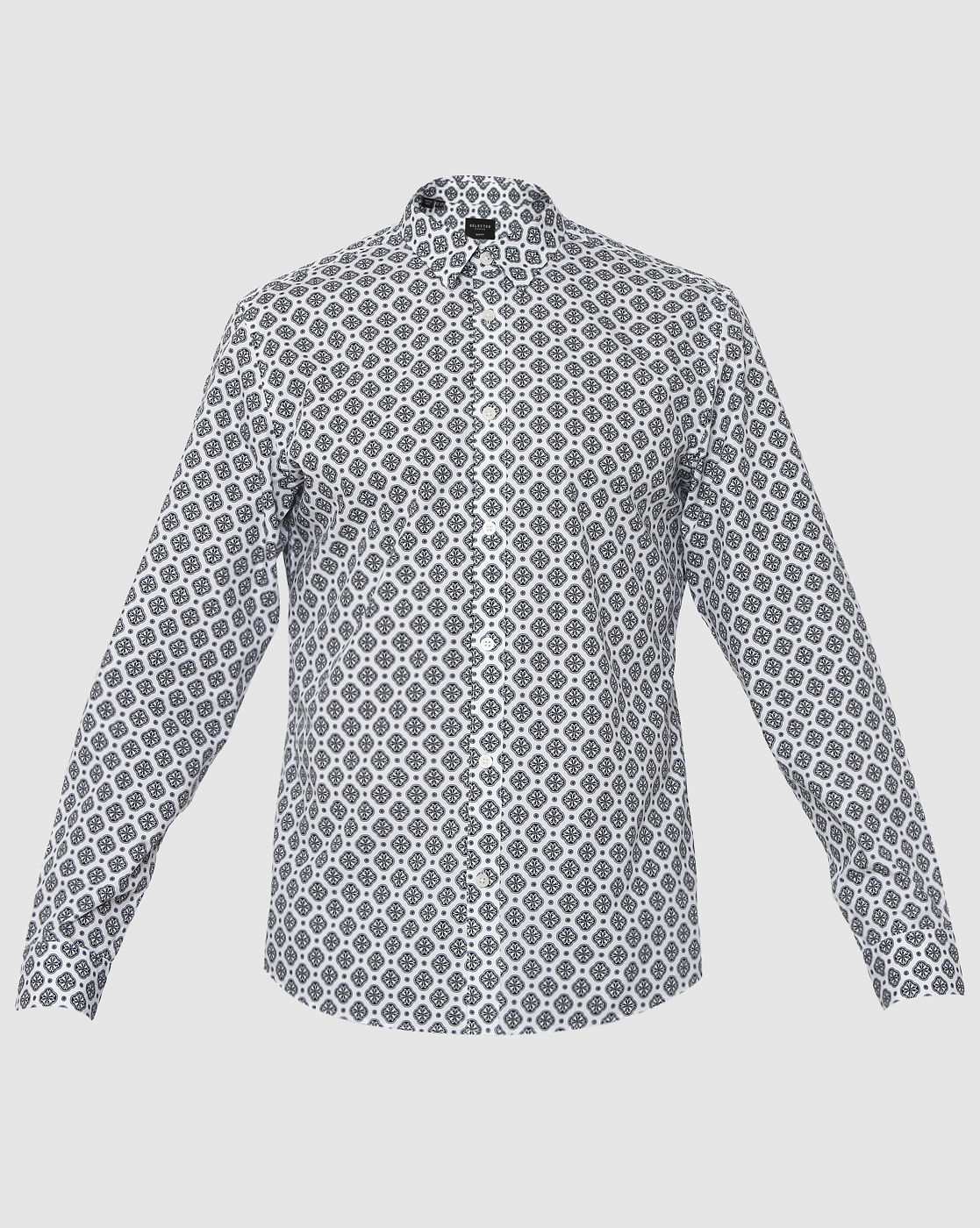 White All Over Print Full Sleeves Shirt