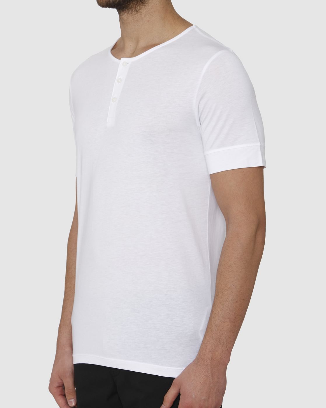 White Henley Neck T-Shirt