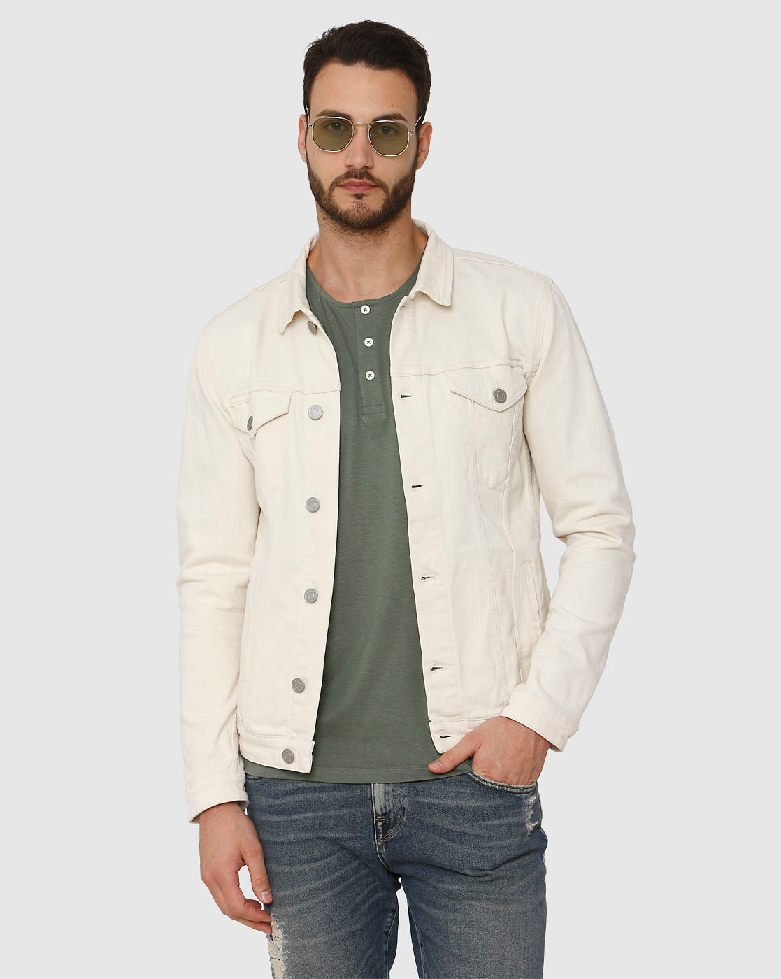Green Henley Neck T-Shirt