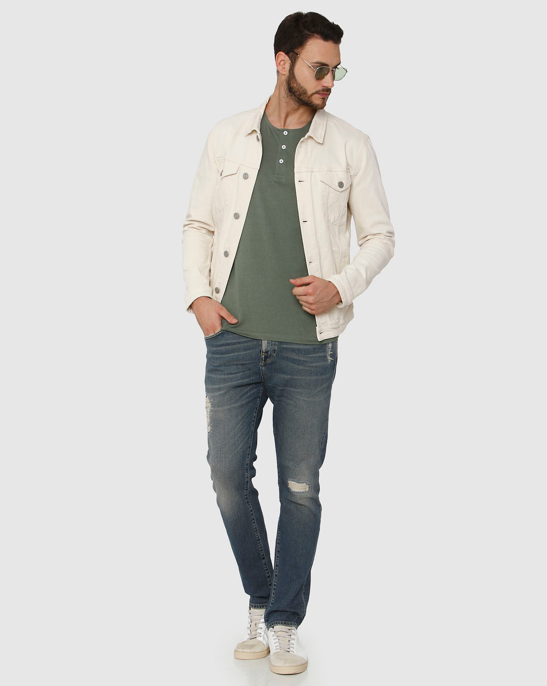 Green Henley Neck T-Shirt