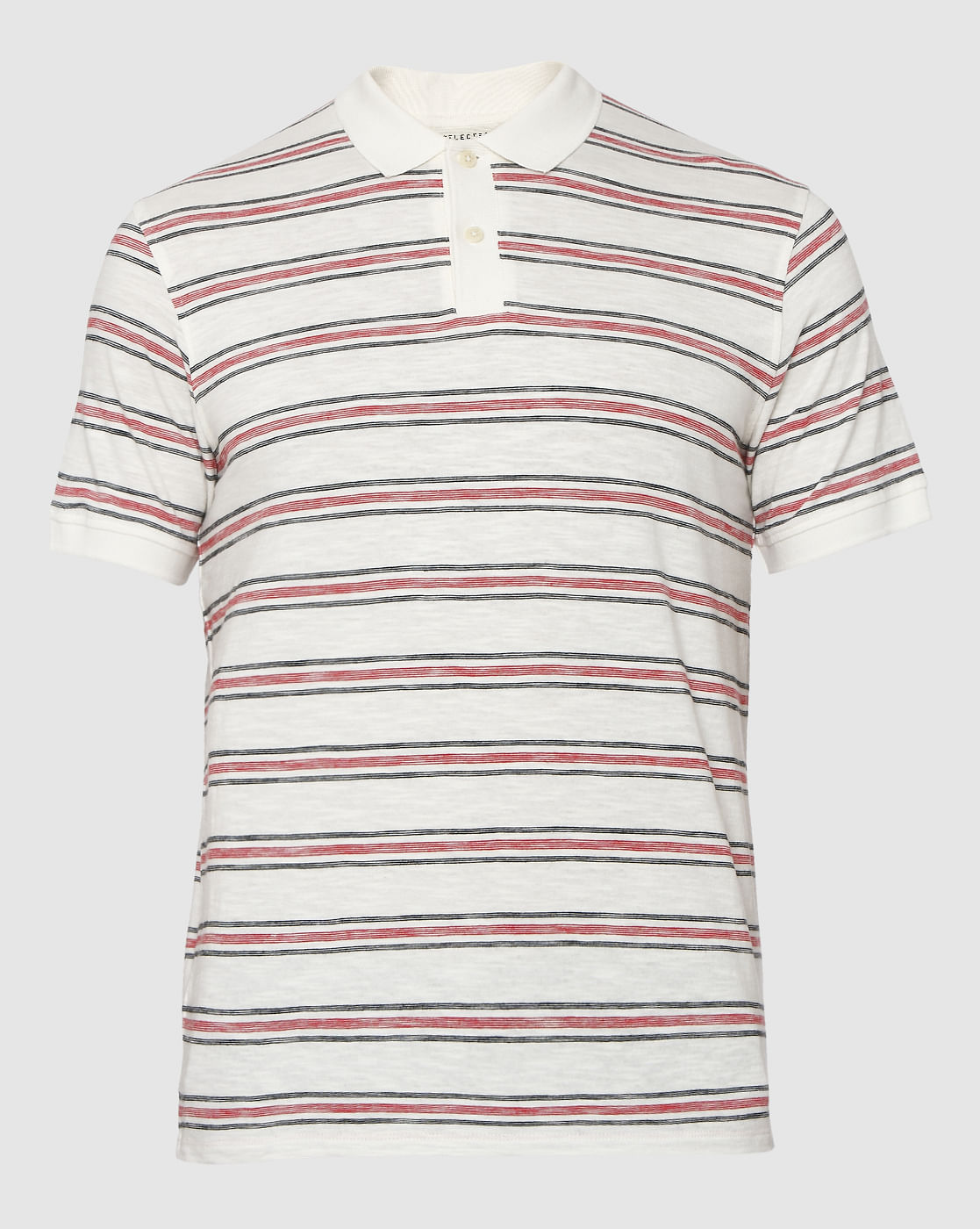 White Striped Polo Neck T-Shirt