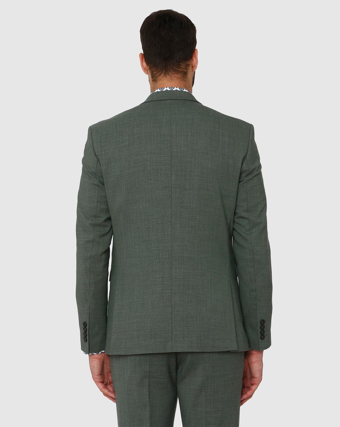 Green Double Button Slim Fit Formal Blazer