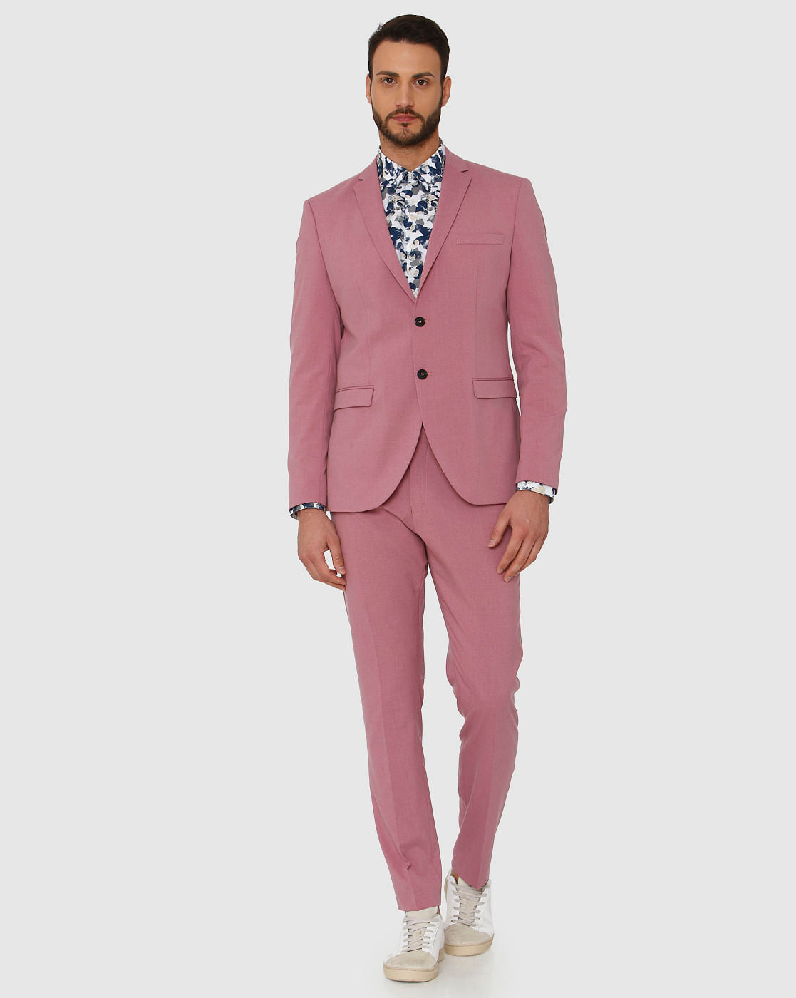 Pink Double Button Slim Fit Formal Blazer
