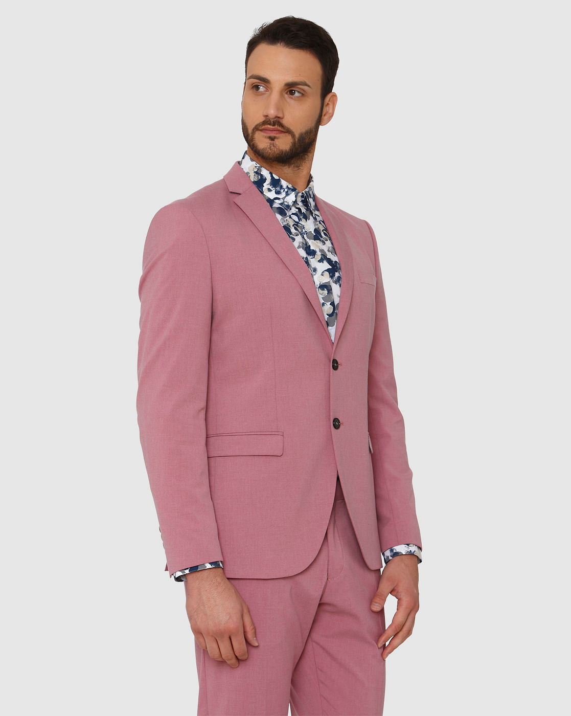 Pink Double Button Slim Fit Formal Blazer