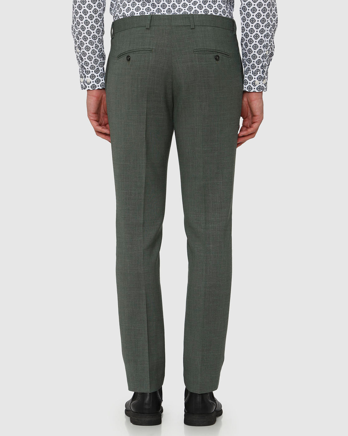 Green Slim Fit Formal Trousers