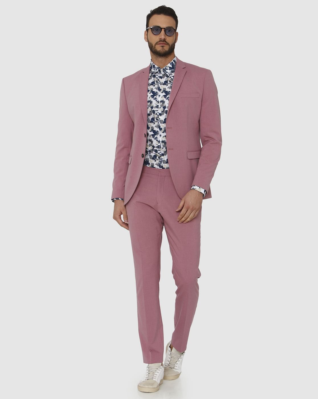 Pink Slim Fit Formal Trousers