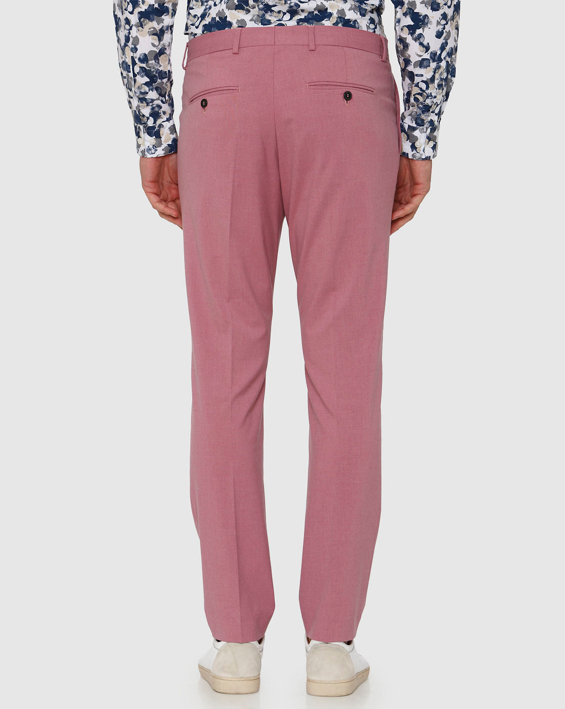 Pink Slim Fit Formal Trousers
